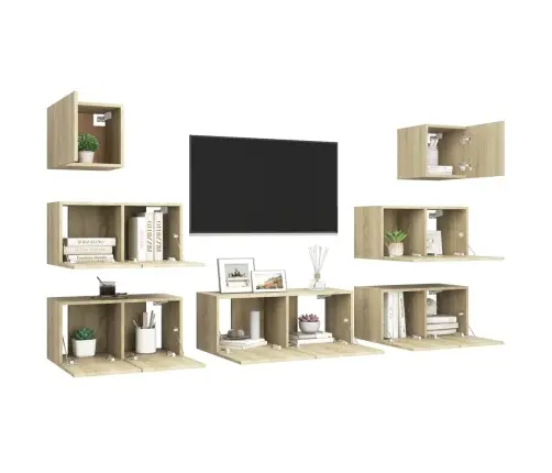 7-Osaline Telerikappide Komplekt, Sonoma Tamm, Tehispuit