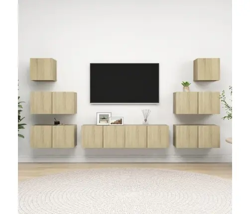 8-Daļīgs Tv Skapīšu Komplekts, Ozolkoka Krāsa Inženierijas Koks Vidaxl