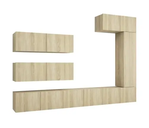 Televizoriaus Spintelių Komplektas, 7 Dalių, Ąžuolo, Mediena