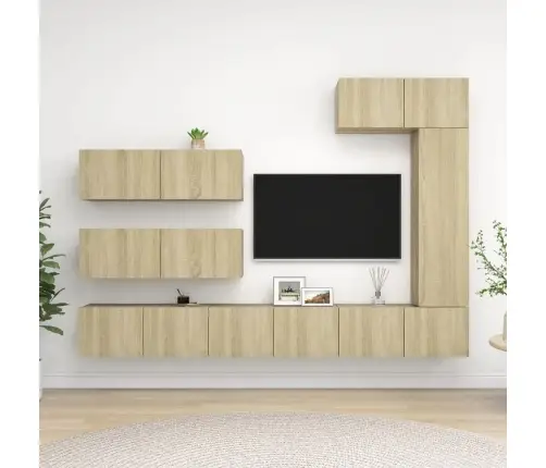 Televizoriaus Spintelių Komplektas, 7 Dalių, Ąžuolo, Mediena