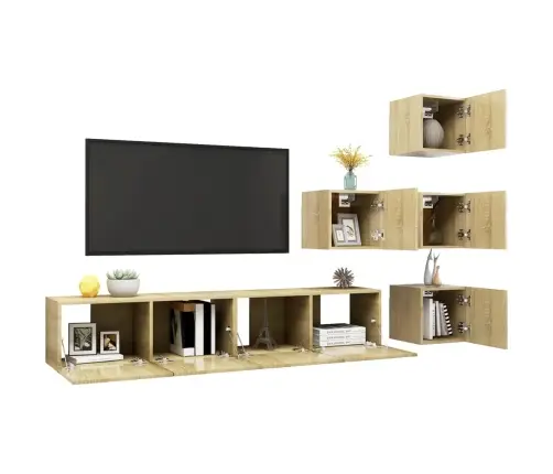 6-Osaline Telerikappide Komplekt, Sonoma Tamm, Tehispuit