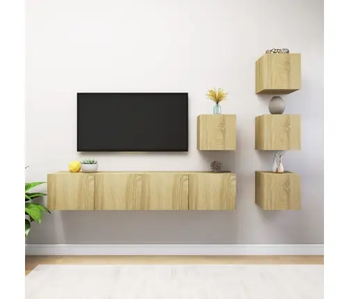 6-Osaline Telerikappide Komplekt, Sonoma Tamm, Tehispuit