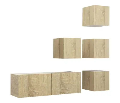 Televizoriaus Spintelių Komplektas, 5 Dalių, Ąžuolo, Mediena