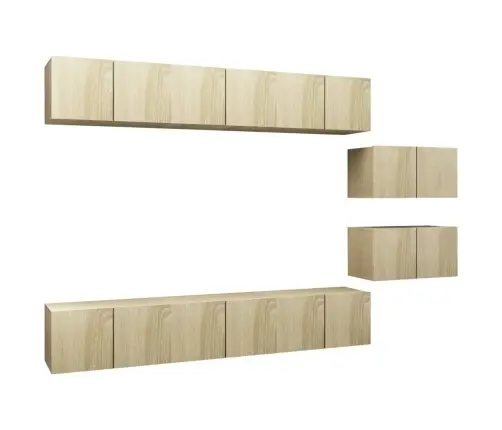 Televizoriaus Spintelės, 8Vnt., Sonoma Ąžuolo, Apdirbta Mediena