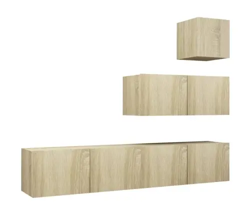 4-Daļīgs Tv Skapīšu Komplekts, Ozola Krāsa, Inženierijas Koks Vidaxl