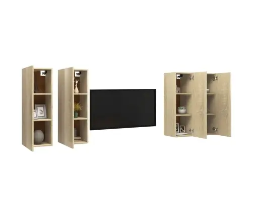 Tv Skapīši, 4 Gab., 30,5X30X90 Cm, Ozolkoka, Inženierijas Koks Vidaxl Tv Skapīši, 4 Gab., 30,5X30X90 Cm, Ozolkoka, Inženierijas Koks Vidaxl