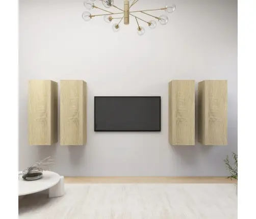 Tv Skapīši, 4 Gab., 30,5X30X90 Cm, Ozolkoka, Inženierijas Koks Vidaxl Tv Skapīši, 4 Gab., 30,5X30X90 Cm, Ozolkoka, Inženierijas Koks Vidaxl