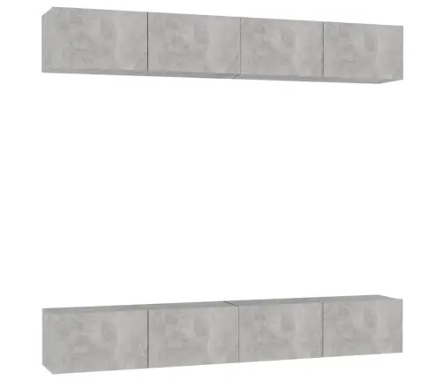 Tv Skapīši, 4 Gab., Betona Pelēki 100X30X30Cm Inženierijas Koks Vidaxl
