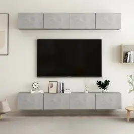 Tv Skapīši, 4 Gab., Betona Pelēki 100X30X30Cm Inženierijas Koks Vidaxl