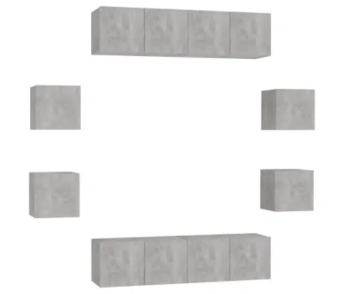 8-Daļīgs Tv Skapīšu Komplekts, Betona Pelēks, Inženierijas Koks Vidaxl