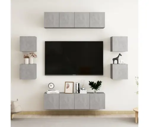 8-Daļīgs Tv Skapīšu Komplekts, Betona Pelēks, Inženierijas Koks Vidaxl