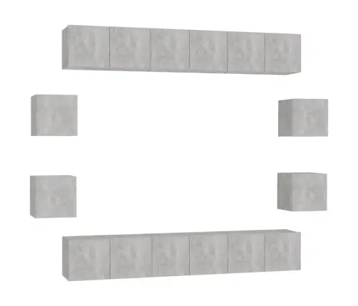 10-Daļīgs Tv Skapīšu Komplekts, Betona Pelēks Inženierijas Koks Vidaxl