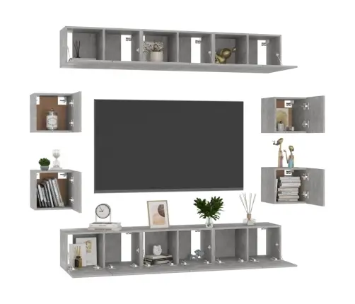 10-Daļīgs Tv Skapīšu Komplekts, Betona Pelēks Inženierijas Koks Vidaxl