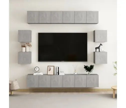 10-Daļīgs Tv Skapīšu Komplekts, Betona Pelēks Inženierijas Koks Vidaxl