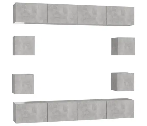 Televizoriaus Spintelių Komplektas, 8 Dalių, Betono Pilkas, Mdp