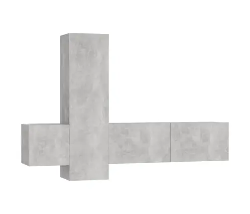 Televizoriaus Spintelių Komplektas, 3 Dalių, Betono, Mediena