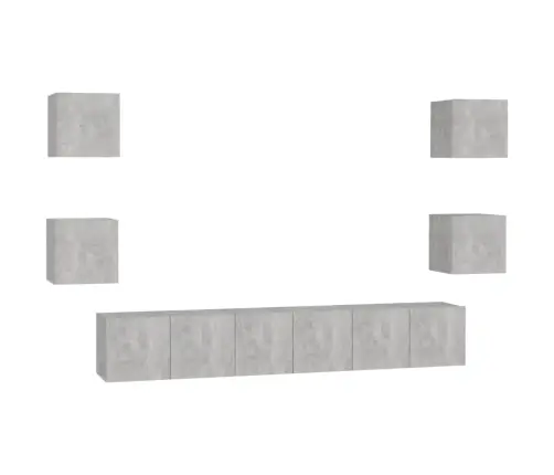 7-Daļīgs Tv Skapīšu Komplekts, Betona Pelēks, Inženierijas Koks Vidaxl