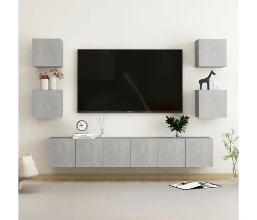 7-Daļīgs Tv Skapīšu Komplekts, Betona Pelēks, Inženierijas Koks Vidaxl