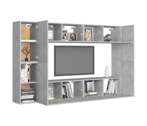 8-Daļīgs Tv Skapīšu Komplekts, Betona Pelēks, Inženierijas Koks Vidaxl