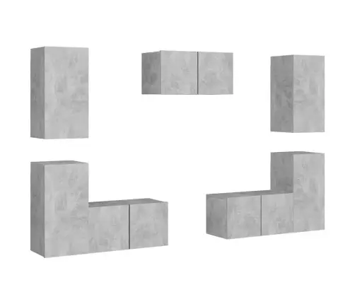 7-Daļīgs Tv Skapīšu Komplekts, Betona Pelēks, Inženierijas Koks Vidaxl
