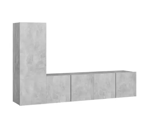 Televizoriaus Spintelių Komplektas, 3 Dalių, Betono, Mediena