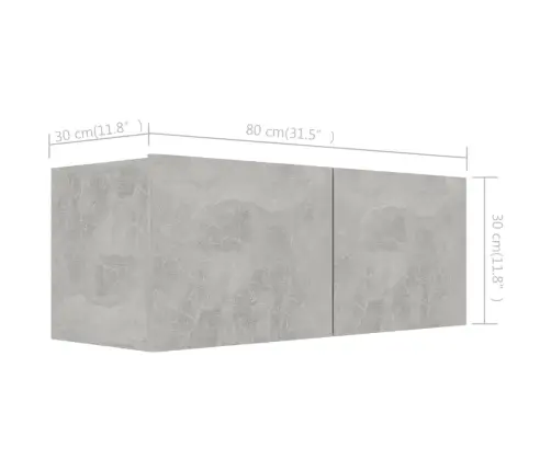 Televizoriaus Spintelių Komplektas, 4 Dalių, Betono Pilkas, Mdp