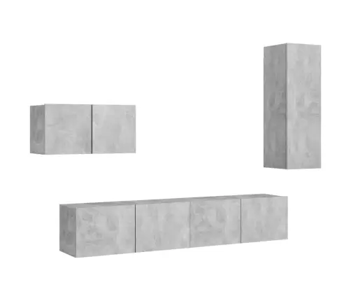 4-Daļīgs Tv Skapīšu Komplekts, Betona Pelēks, Inženierijas Koks Vidaxl