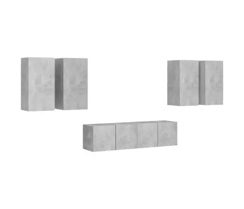 Televizoriaus Spintelių Komplektas, 6 Dalių, Betono Pilkas, Mdp