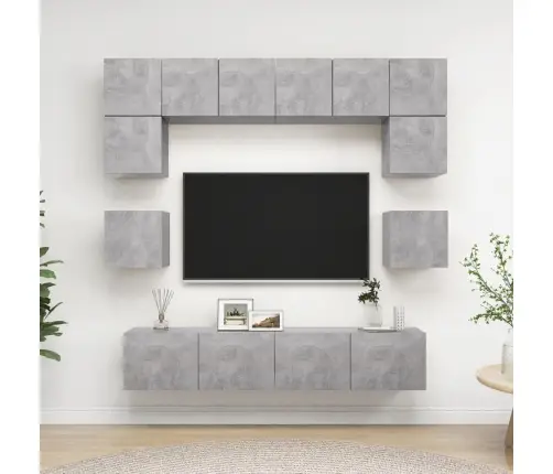 8-Daļīgs Tv Skapīšu Komplekts, Betona Pelēks, Inženierijas Koks Vidaxl
