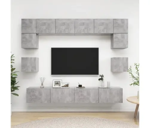 8-Daļīgs Tv Skapīšu Komplekts, Betona Pelēks, Inženierijas Koks Vidaxl 8-Daļīgs Tv Skapīšu Komplekts, Betona Pelēks, Inženierijas Koks Vidaxl