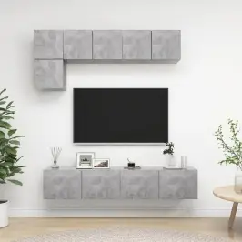 5-Daļīgs Tv Skapīšu Komplekts, Betona Pelēks, Inženierijas Koks Vidaxl
