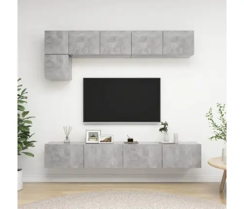 5-Daļīgs Tv Skapīšu Komplekts, Betona Pelēks, Inženierijas Koks Vidaxl