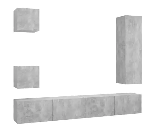 Televizoriaus Spintelių Komplektas, 5 Dalių, Betono, Mediena