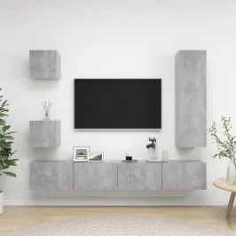 5-Daļīgs Tv Skapīšu Komplekts, Betona Pelēks, Inženierijas Koks Vidaxl