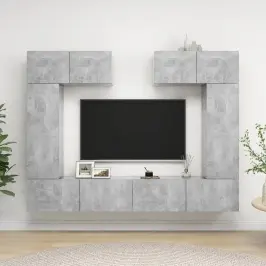 Televizoriaus Spintelių Komplektas, 6 Dalių, Betono, Mediena
