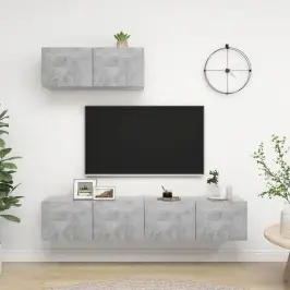 Tv Plaukti, 3 Gab., Betona Pelēki, Inženierijas Koks Vidaxl