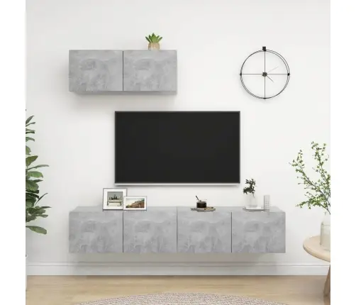 Tv Plaukti, 3 Gab., Betona Pelēki, Inženierijas Koks Vidaxl