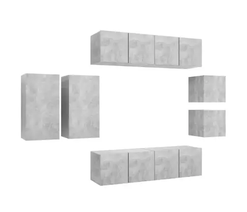 8-Daļīgs Tv Skapīšu Komplekts, Betona Pelēks, Inženierijas Koks Vidaxl