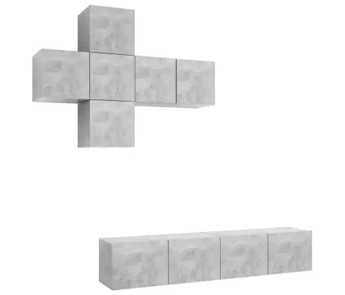 7-Osaline Telerikappide Komplekt, Betoonhall, Puitlaastplaat