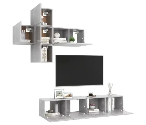 7-Osaline Telerikappide Komplekt, Betoonhall, Puitlaastplaat