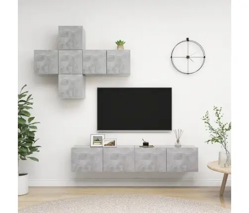 7-Osaline Telerikappide Komplekt, Betoonhall, Puitlaastplaat