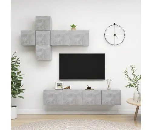 Televizoriaus Spintelių Komplektas, 7 Dalių, Betono Pilkas, Mdp