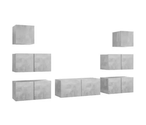 7-Osaline Telerikappide Komplekt, Betoonhall, Tehispuit