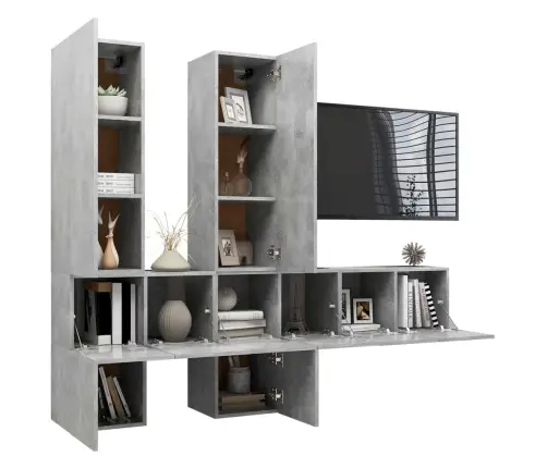 7-Osaline Telerikappide Komplekt, Betoonhall, Tehispuit