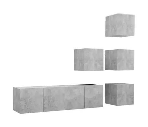 6-Daļīgs Tv Skapīšu Komplekts, Betona Pelēks, Inženierijas Koks Vidaxl