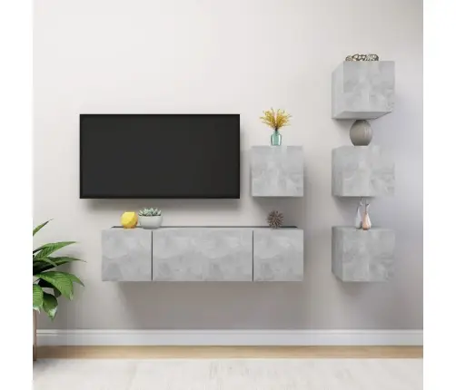 6-Daļīgs Tv Skapīšu Komplekts, Betona Pelēks, Inženierijas Koks Vidaxl