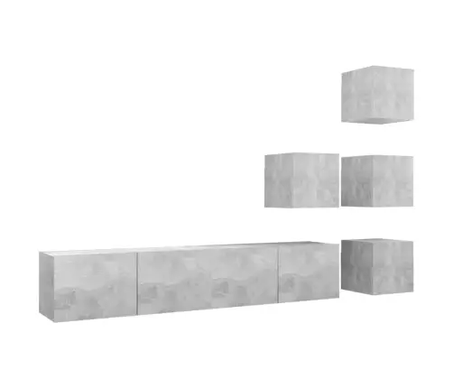 6-Daļīgs Tv Skapīšu Komplekts, Betona Pelēks, Inženierijas Koks Vidaxl