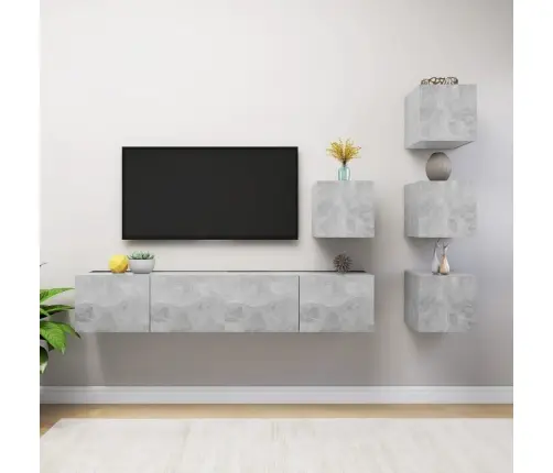 6-Daļīgs Tv Skapīšu Komplekts, Betona Pelēks, Inženierijas Koks Vidaxl