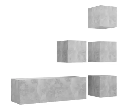 Televizoriaus Spintelių Komplektas, 5 Dalių, Betono Pilkas, Mdp