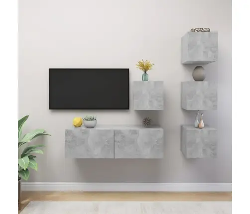 Televizoriaus Spintelių Komplektas, 5 Dalių, Betono Pilkas, Mdp